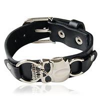bracelet leather bracelet alloy leather skull personality daily casual ...