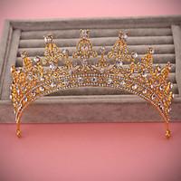 Bride\'s Golden Rhinestone Forehead Wedding Crown Headwear 1 PC