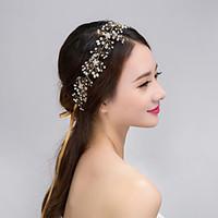 Bride\'s Leaves Shape Pearl Forehead Wedding Headdress Headbands 1 PC