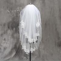 bride bridesmaids white ivory wedding veil two tier fingertip veils cu ...