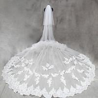 bride bridesmaids beige white wedding veil two tier cathedral veils cu ...