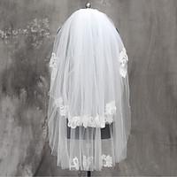 bride bridesmaids beige white wedding veil two tier elbow veils cut ed ...