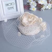 Bride\'s Lace Flower Veil Wedding Fascinators Hat Hair Jewelry