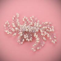 brides flower shape rhinestone forehead wedding hair combs accessories ...