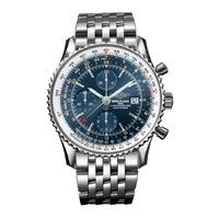 Breitling Navitimer World automatic chronograph men\'s steel bracelet watch