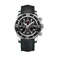 Breitling Superocean Chronograph II men\'s black leather strap watch