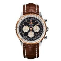 Breitling Navitimer 01 46 automatic chronograph men\'s brown leather strap watch