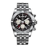 Breitling Chronomat 44 men\'s automatic chronograph black dial stainless steel bracelet watch