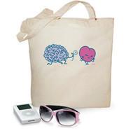 brain and heart canvas bag