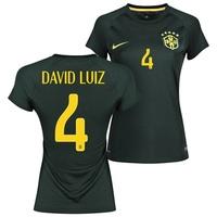 Brazil Third Shirt 2013/15 - Womens Black with David Luiz 4 printing