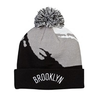 Brooklyn Nets Paintbrush Bobble Knit Hat Red