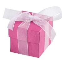 Bright Pink Square Favour Boxes With Lids