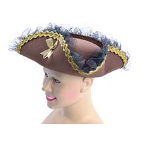 brown ladies pirate tricorn hat