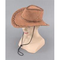 Brown Leather Stitched Cowboy Hat