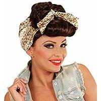 Brown Rockabilly Girl Wig With Headscarf