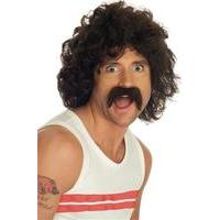 Brown Men\'s Wig And Moustache