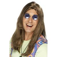 Brown Neil Hippy Wig With Side Parting