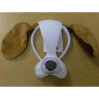 brown white dog mask with sound