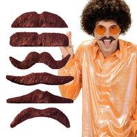 Brown 6 Assorted Style Moustache