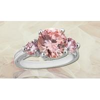 brilliant cut pink simulated sapphire ring