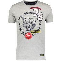 Brett Tiger Print Crew Neck T-shirt In Grey Marl