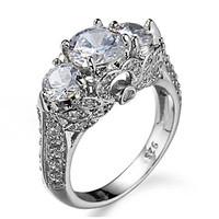 Brand Zirconia Female Ring White Transparent Zircon Copper Wedding Bands Platinum Plated Invisible Setting Women Ring