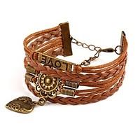 Bracelet Wrap Bracelet Leather Heart Gothic Vintage Special Occasion Gift Jewelry Gift Brown, 1pc