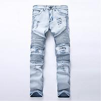 brand hight quatity mens solid blue jeans chinos pantssimple spring fa ...