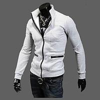 brand hight quality mens casualdaily simple leather jacketssolid stand ...