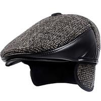 British Winds Beckham Berets Wave Point Printed Woolen Stitching Leather Thickening Protect the Ears Warm Hat
