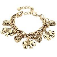 Bracelet ELephant Heart Chain Bracelet Alloy Heart Fashion Halloween Gift Jewelry Gift Gold Silver1pc