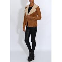 Brown Shearling Biker Jacket