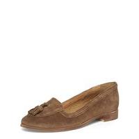 Brown Suede Tassel Loafers, Tan/Rust