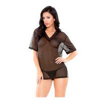 Brandy mesh V-neckline sleep shirt and thong