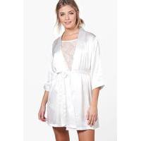 Bridal Satin Kimono Robe - ivory