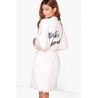 brides squad slogan lace detail bridal robe blush