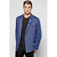 Breasted Textured Blazer - blue