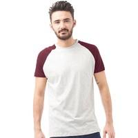 brave soul mens raglan t shirt ecru marlburgundy