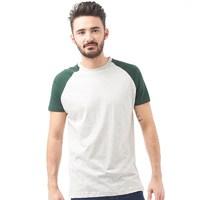 Brave Soul Mens Raglan T-Shirt Ecru Marl/Green