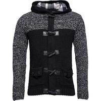 brave soul mens benedict chunky knit hoody blackgrey