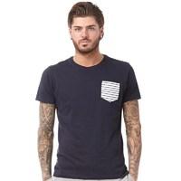 Brave Soul Mens Generate Contrast Pocket T-Shirt Navy/White