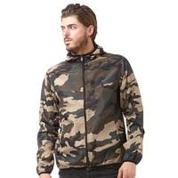 Brave Soul Mens Lightweight Hooded Windrunner Jacket Khaki Camo