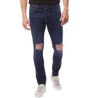 Brave Soul Mens Acton Skinny Fit Ripped Jeans Dark Blue