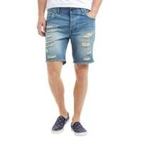 Brave Soul Mens Review Denim Short Blue Wash