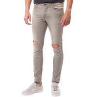 brave soul mens albatross skinny fit ripped jeans grey denim