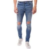 Brave Soul Mens Crofton Skinny Fit Ripped Jeans Light Blue