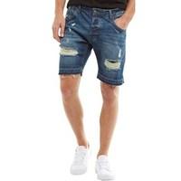 Brave Soul Mens Quincy Denim Short Dark Blue Wash