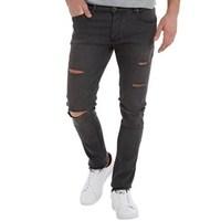 Brave Soul Mens Driver Skinny Ripped Jeans Charcoal