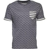 Brave Soul Mens T-Shirt Navy Marl/Ecru