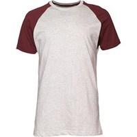 brave soul mens raglan t shirt ecru marlburgundy